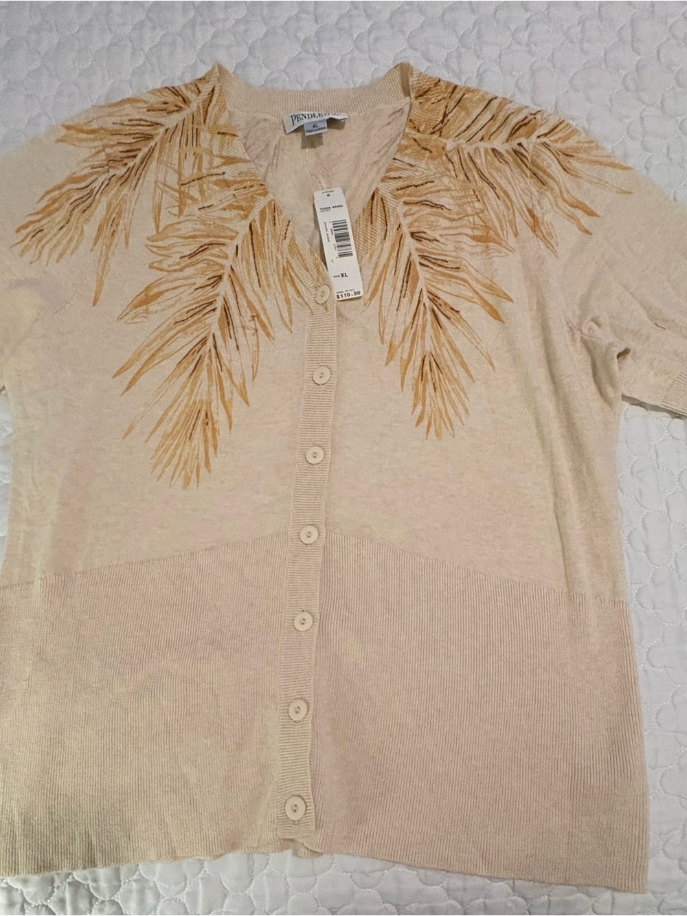 Pendleton V Neck Button down 100% Cotton Top,